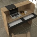 Navita Megapap melamine welcome desk - reception with LED in sepet oak - anthracite color 113.6x42x111.8cm.