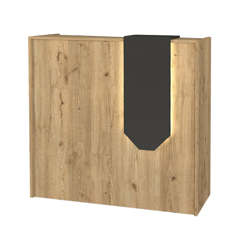 Navita Megapap melamine welcome desk - reception with LED in sepet oak - anthracite color 113.6x42x111.8cm.