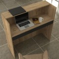 Navita Megapap melamine welcome desk - reception with LED in sepet oak - anthracite color 113.6x42x111.8cm.