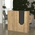 Navita Megapap melamine welcome desk - reception with LED in sepet oak - anthracite color 113.6x42x111.8cm.