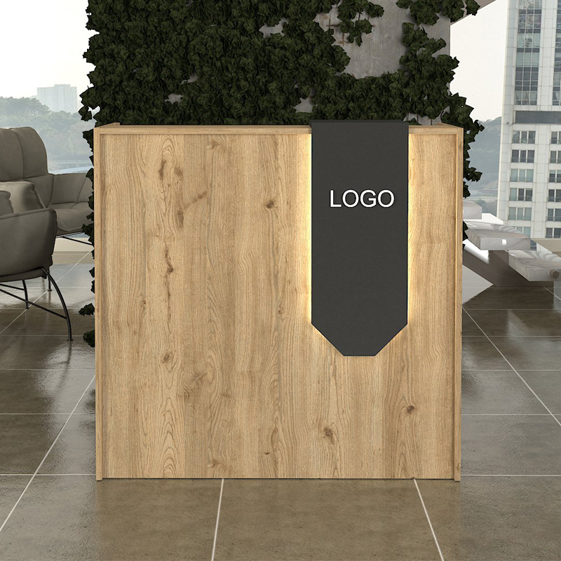 Navita Megapap melamine welcome desk - reception with LED in sepet oak - anthracite color 113.6x42x111.8cm.