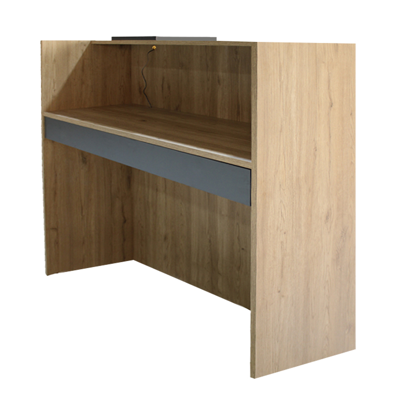 Navita Megapap melamine welcome desk - reception with LED in sepet oak - anthracite color 113.6x42x111.8cm.