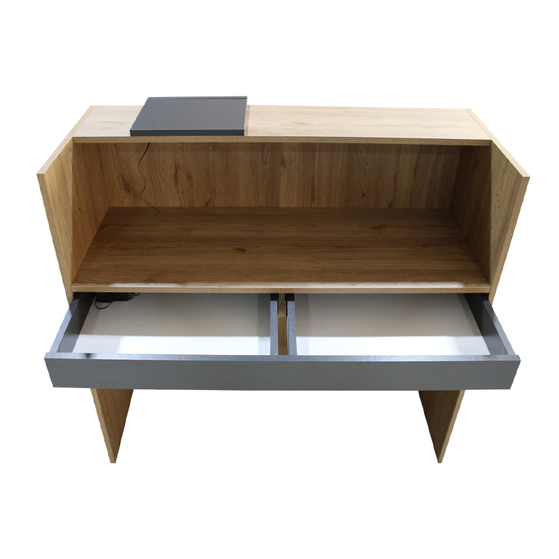 Navita Megapap melamine welcome desk - reception with LED in sepet oak - anthracite color 113.6x42x111.8cm.