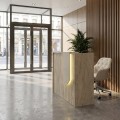 Navita Megapap melamine welcome desk - reception with LED in travertine - sandstone color 113.6x42x111.8cm.