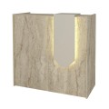 Navita Megapap melamine welcome desk - reception with LED in travertine - sandstone color 113.6x42x111.8cm.