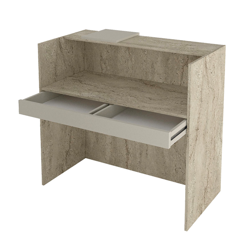 Navita Megapap melamine welcome desk - reception with LED in travertine - sandstone color 113.6x42x111.8cm.