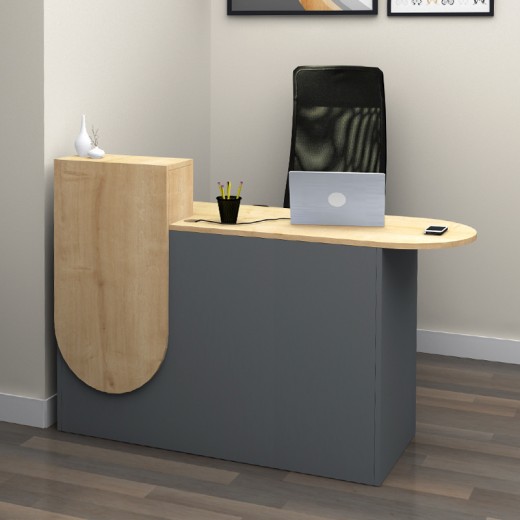 Γραφείο υποδοχής - reception Rezio Megapap χρώμα ανθρακί - φυσικό οξιάς 140x50x101,8εκ. Γραφείο υποδοχής - reception Rezio Megapap χρώμα ανθρακί - φυσικό οξιάς 140x50x101,8εκ.