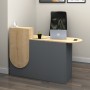Rezio Megapap melamine reception desk in anthracite - oak color 140x50x101.8cm.