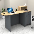 Rezio Megapap melamine reception desk in anthracite - oak color 140x50x101.8cm.
