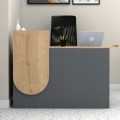 Rezio Megapap melamine reception desk in anthracite - oak color 140x50x101.8cm.