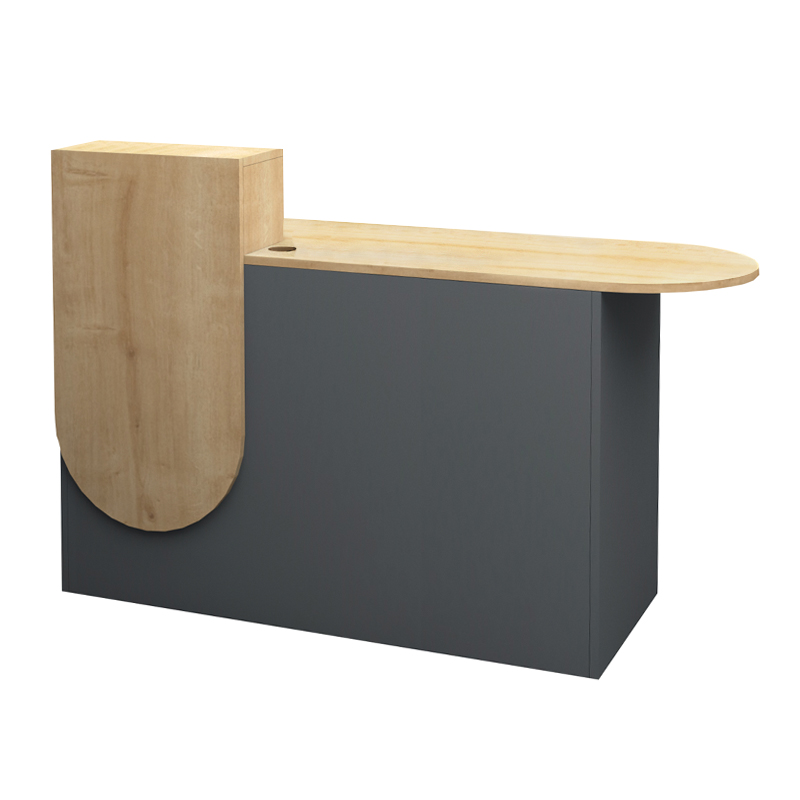 Rezio Megapap melamine reception desk in anthracite - oak color 140x50x101.8cm.