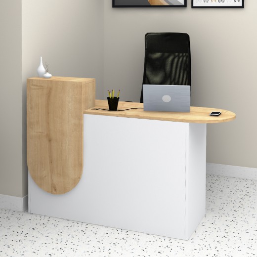 Γραφείο υποδοχής - reception Rezio Megapap χρώμα λευκό - φυσικό οξιάς 140x50x101,8εκ. Γραφείο υποδοχής - reception Rezio Megapap χρώμα λευκό - φυσικό οξιάς 140x50x101,8εκ.