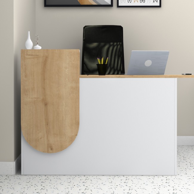 Γραφείο υποδοχής - reception Rezio Megapap χρώμα λευκό - φυσικό οξιάς 140x50x101,8εκ. Γραφείο υποδοχής - reception Rezio Megapap χρώμα λευκό - φυσικό οξιάς 140x50x101,8εκ.