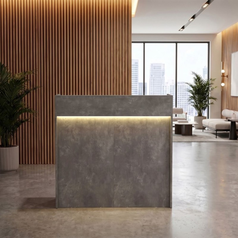 Γραφείο υποδοχής - reception Wilko Megapap με LED χρώμα γκρι σκυροδέματος 113,6x42x110εκ.