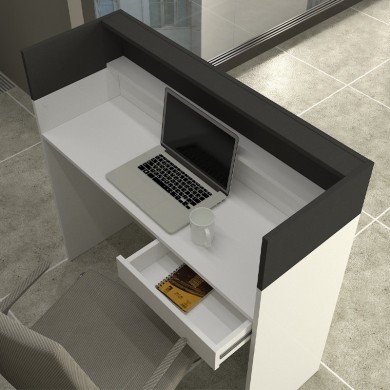 Wilko Megapap melamine welcome desk - reception with LED in white - anthracite color 113.6x42x110cm.