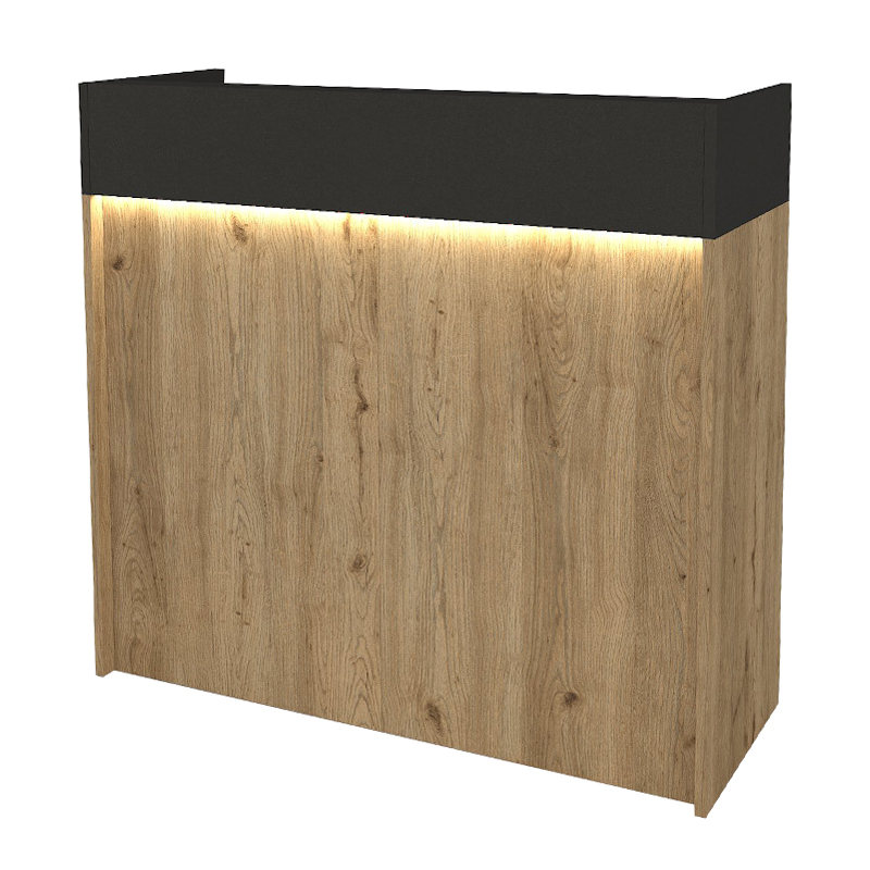 Wilko Megapap melamine welcome desk - reception with LED in sepet oak - anthracite color 113.6x42x110cm.