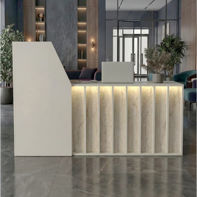 Γραφείο υποδοχής - reception Zegma Megapap με LED χρώμα sandstone - travertine 181,2x73,2x120εκ.