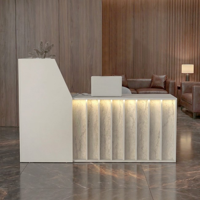 Γραφείο υποδοχής - reception Zegma Megapap με LED χρώμα sandstone - travertine 181,2x73,2x120εκ.
