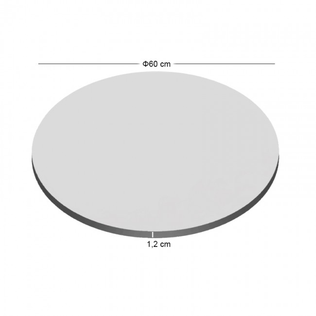 HPL Table Top D.60cm/12mm White (UV)