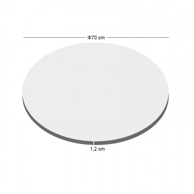 HPL (High Pressure Laminated) Επιφάνεια Τραπεζιού Απόχρωση Άσπρο, UV Φ70cm/12mm