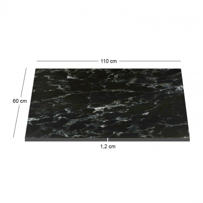 HPL (High Pressure Laminated) Επιφάνεια Τραπεζιού Απόχρωση Black Marble, UV 60x110cm/12mm
