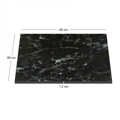 HPL Table Top 60x60cm/12mm Black Marble (UV)