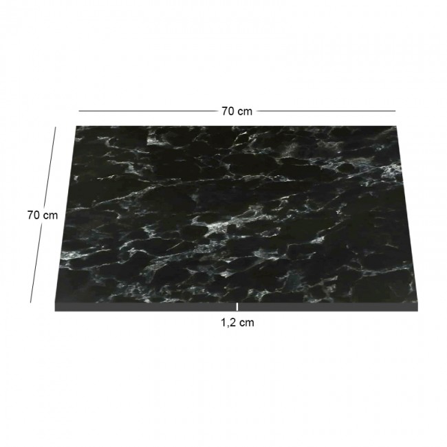 HPL (High Pressure Laminated) Επιφάνεια Τραπεζιού Απόχρωση Black Marble, UV 70x70cm/12mm