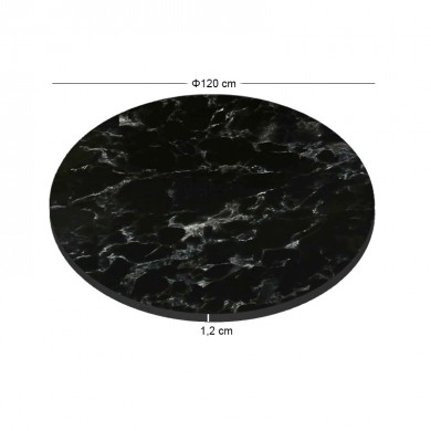 HPL (High Pressure Laminated) Επιφάνεια Τραπεζιού Απόχρωση Black Marble, UV Φ120cm/12mm