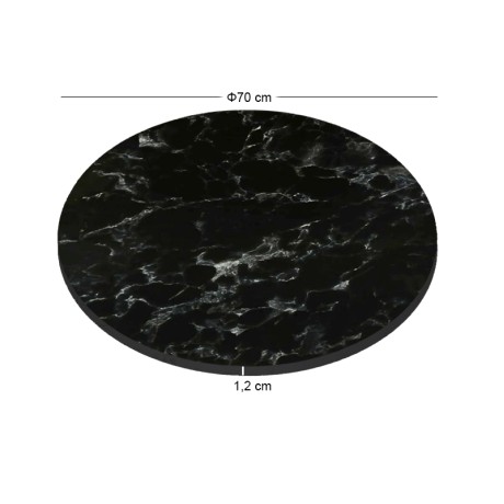 HPL Table Top D.70cm/12mm Black Marble (UV)