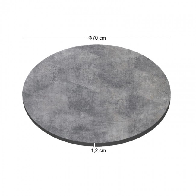 HPL (High Pressure Laminated) Επιφάνεια Τραπεζιού Απόχρωση Cement, UV Φ70cm/12mm