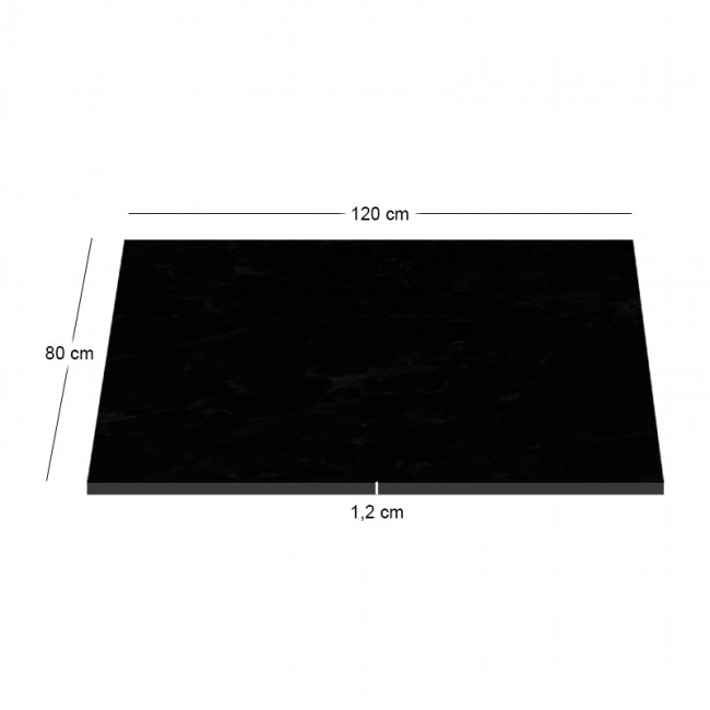 HPL (High Pressure Laminated) Επιφάνεια Τραπεζιού Απόχρωση Μαύρο, UV 80x120cm/12mm