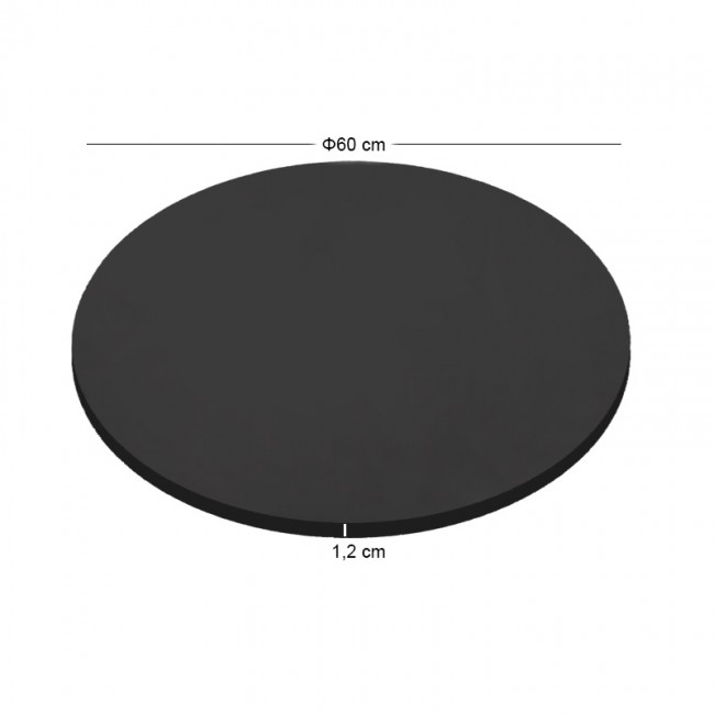 HPL (High Pressure Laminated) Επιφάνεια Τραπεζιού Απόχρωση Μαύρο, UV Φ60cm/12mm