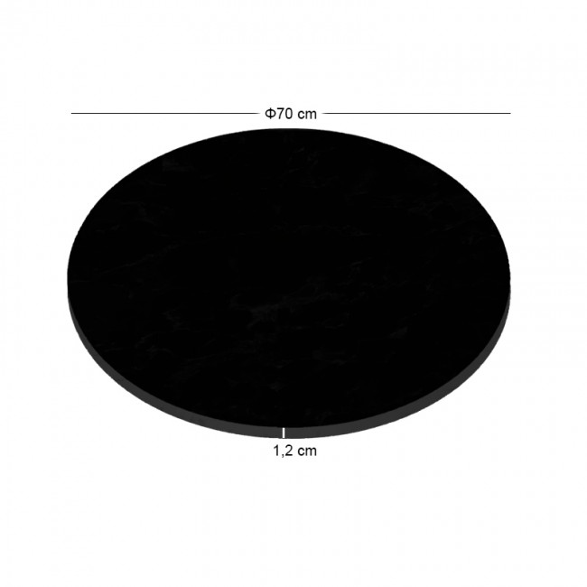 HPL (High Pressure Laminated) Επιφάνεια Τραπεζιού Απόχρωση Μαύρο, UV Φ70cm/12mm