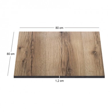 HPL Table Top 80x80cm/12mm Natural Wood (UV)