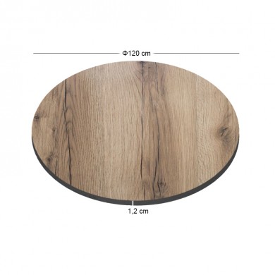 HPL (High Pressure Laminated) Επιφάνεια Τραπεζιού Απόχρωση Natural Wood, UV Φ120cm/12mm