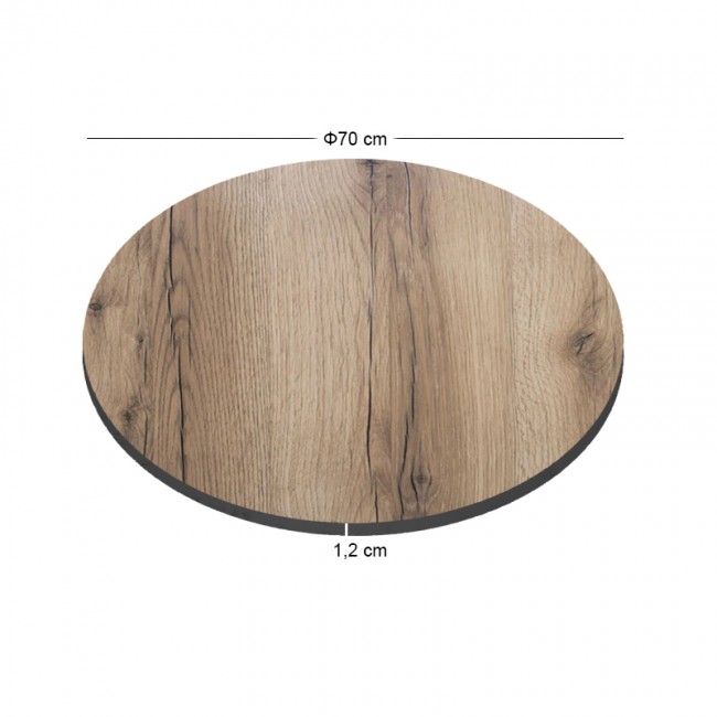 HPL (High Pressure Laminated) Επιφάνεια Τραπεζιού Απόχρωση Natural Wood, UV Φ70cm/12mm