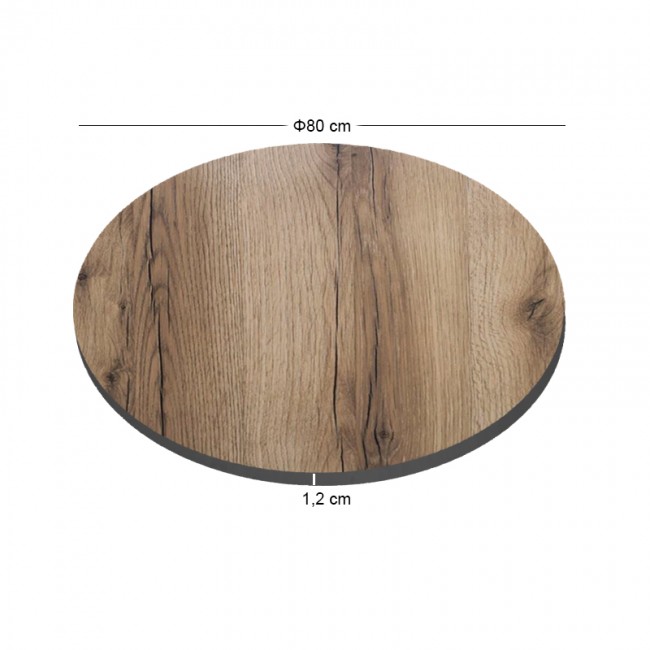 HPL (High Pressure Laminated) Επιφάνεια Τραπεζιού Απόχρωση Natural Wood, UV Φ80cm/12mm