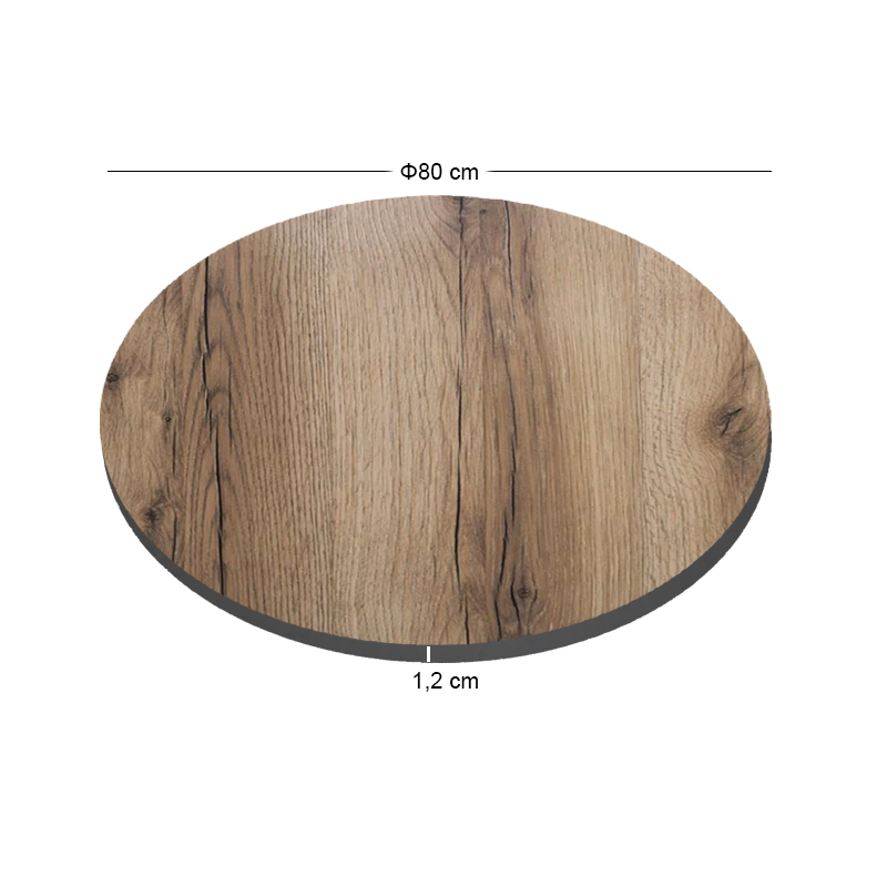 HPL Table Top D.80cm/12mm Natural Wood (UV)