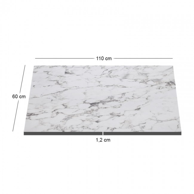 HPL (High Pressure Laminated) Επιφάνεια Τραπεζιού Απόχρωση White Marble, UV 60x110cm/12mm