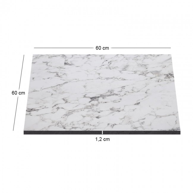 HPL Table Top 60x60cm/12mm White Marble (UV)
