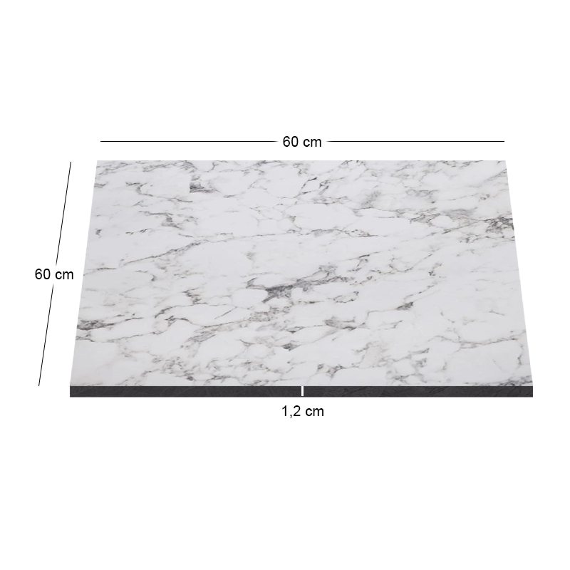 HPL Table Top 60x60cm/12mm White Marble (UV)