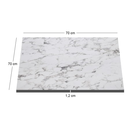 HPL Table Top 70x70cm/12mm White Marble (UV)