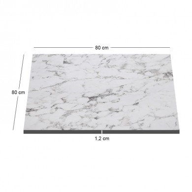 HPL Table Top 80x80cm/12mm White Marble (UV)