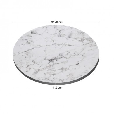 HPL (High Pressure Laminated) Επιφάνεια Τραπεζιού Απόχρωση White Marble, UV Φ120cm/12mm