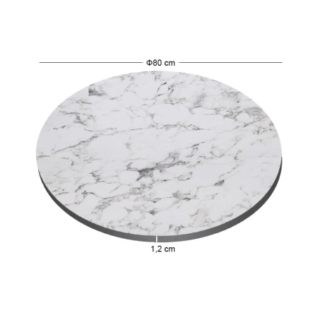HPL Table Top D.80cm/12mm White Marble (UV)