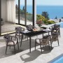 Σετ τραπεζαρία κήπου Jardin 7 τμχ αλουμίνιο ανθρακί - HPL μαύρο - Rope μπεζ 180x90x75εκ.