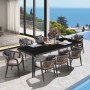 Σετ τραπεζαρία κήπου Jardin 7 τμχ αλουμίνιο ανθρακί - HPL μαύρο - Rope μπεζ 220x100x75εκ.