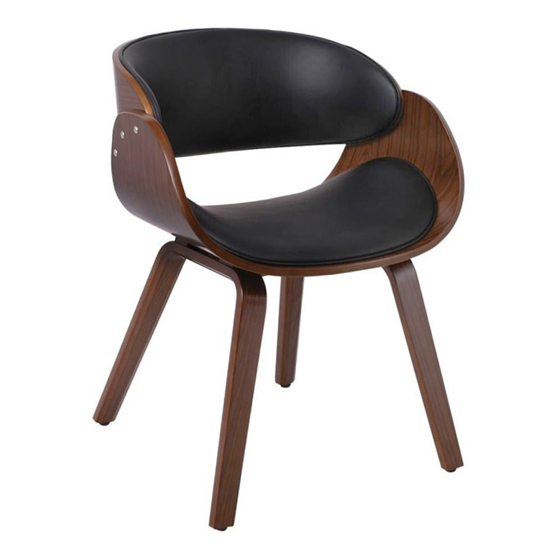 JOY Πολυθρόνα-Pro Τραπεζαρίας Καρυδί, Pu Μαύρο 58x53x75cm