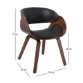 JOY Πολυθρόνα-Pro Τραπεζαρίας Καρυδί, Pu Μαύρο 58x53x75cm