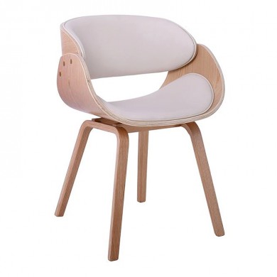 JOY-W Πολυθρόνα Τραπεζαρίας Φυσικό, Pu Άσπρο 57x55x80cm
